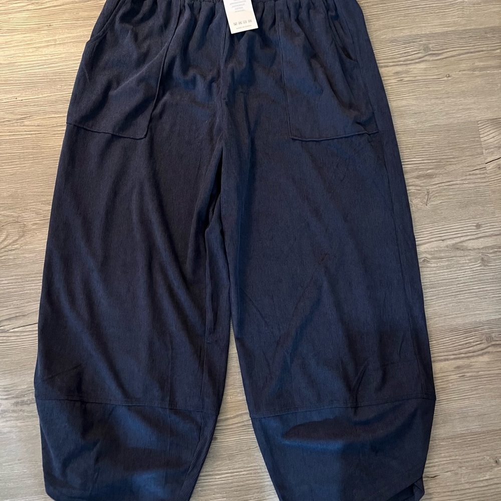 Harem Pants Freeoak Size XL, Navy Blue Pants, Elastic Waistband Oversized, Loose